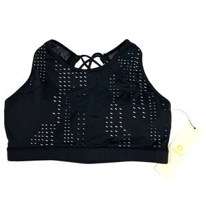 Mono B Women's Laser Cut Black Sports Bra